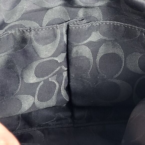 Coach Hampton Black Leather Satchel Top Double Handle Bag Dog Leash Clip F08A70 - Picture 14 of 15